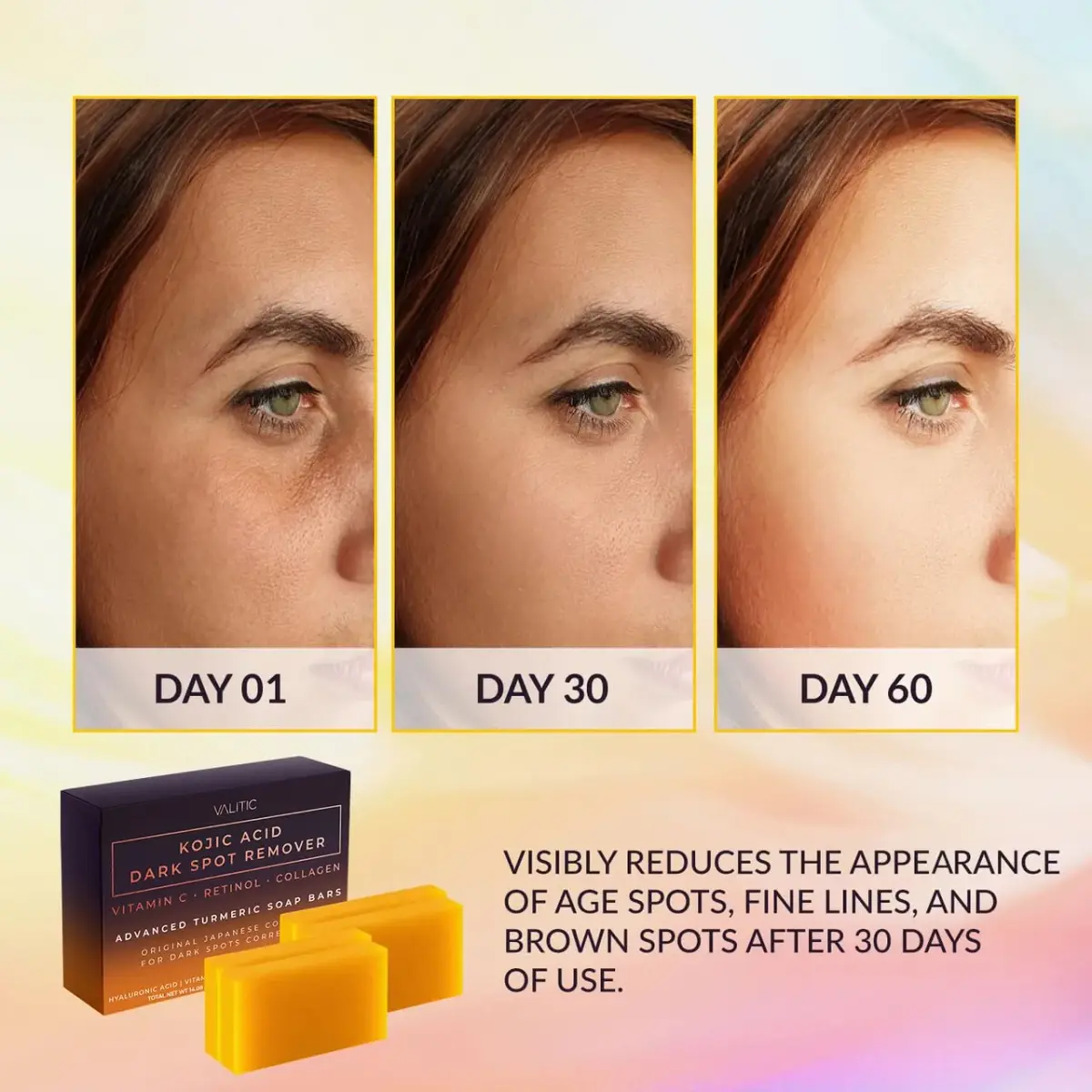 VALITIC Kojic Acid Dark Spot Remover Soap Bars 100g (3.52oz) 4-Pack | Japanese Complex for Even Tone & Glow - view 2