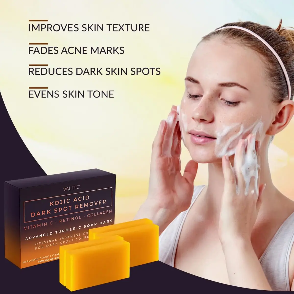 VALITIC Kojic Acid Dark Spot Remover Soap Bars 100g (3.52oz) 4-Pack | Japanese Complex for Even Tone & Glow - view 4