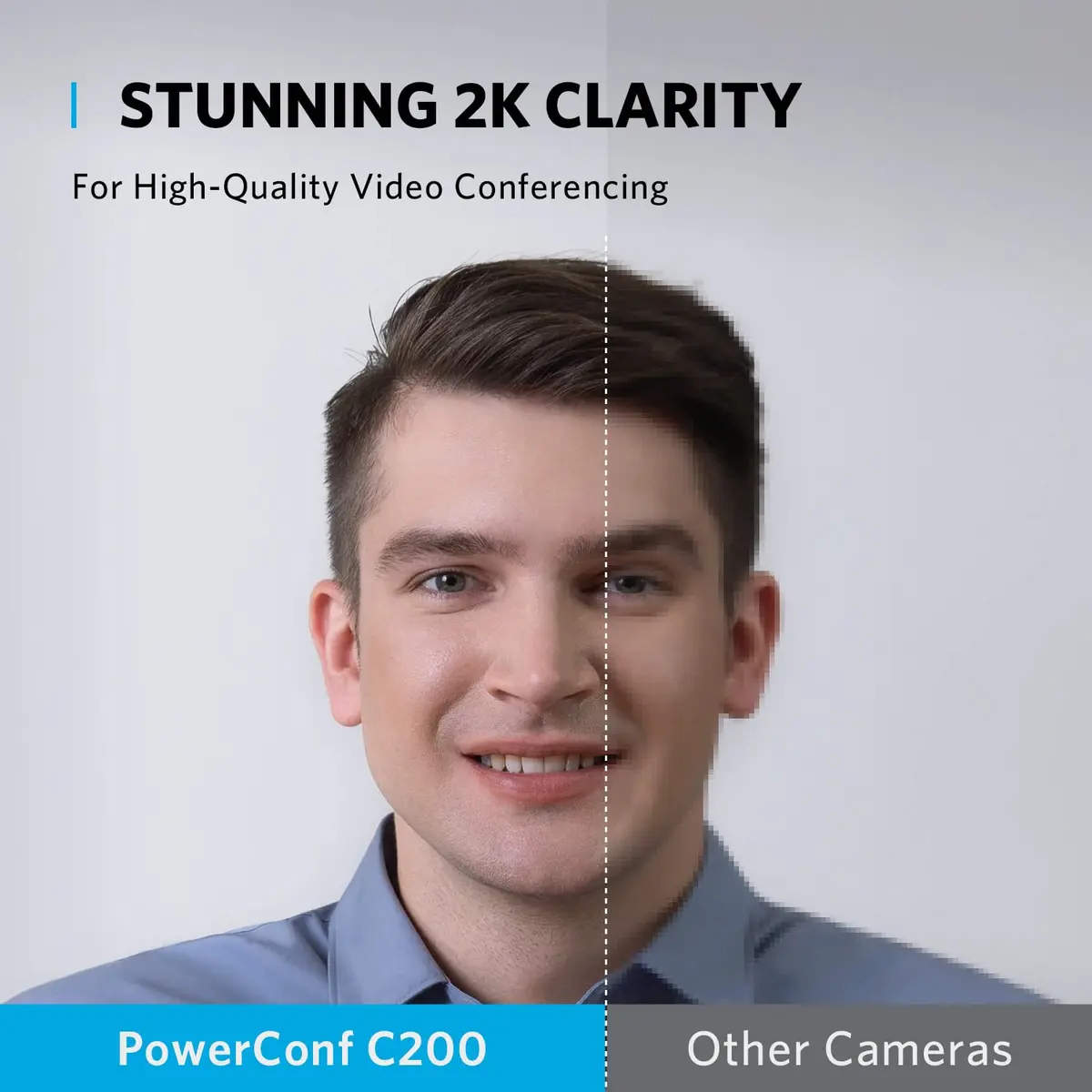 Anker PowerConf C200 2K Webcam for PC/Laptop/Mac, Low-Light Correction | Ultra-Clear Video & AI Noise Cancellation - view 2