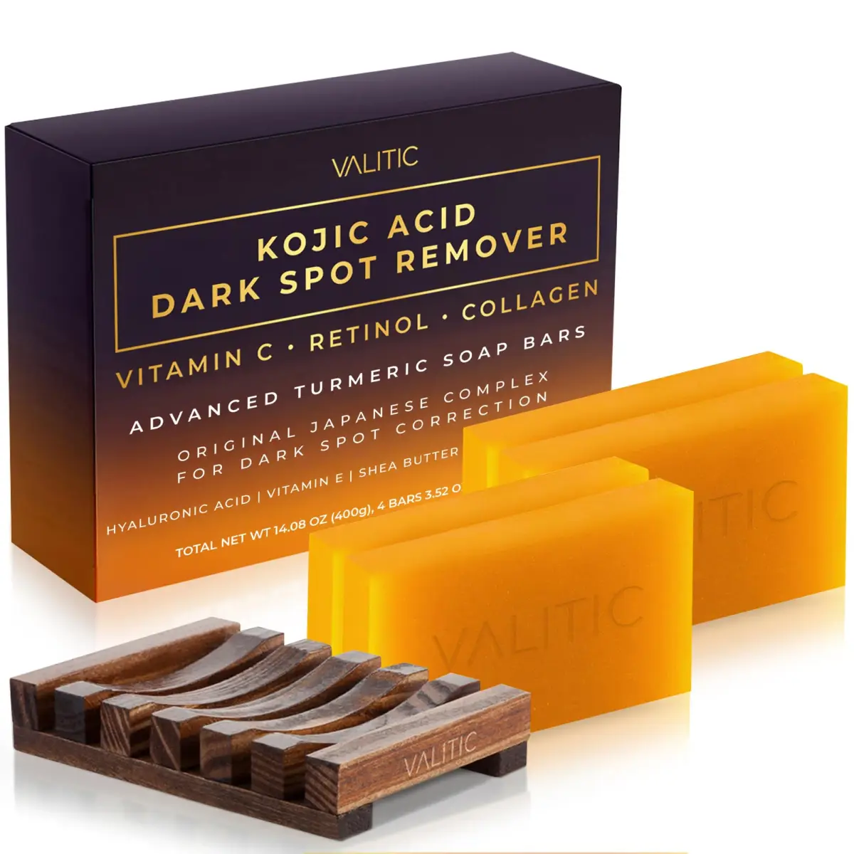 VALITIC Kojic Acid Dark Spot Remover Soap Bar 4 Pack (14 oz / 397 g) | Original Japanese Complex for Even Skin Tone - main product image
