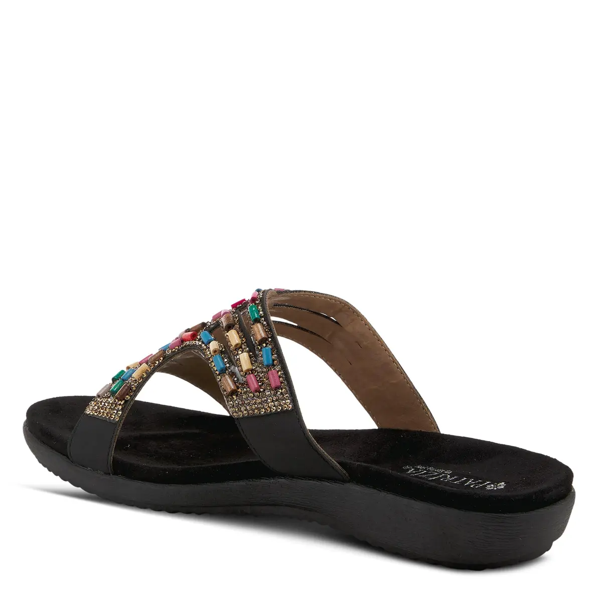 PATRIZIA Twirling Women's Slip-On Sandals – Crystal & Bead Embellished, Microsuede Footbed, 1¼” Heel, Black US 8.5 - view 10