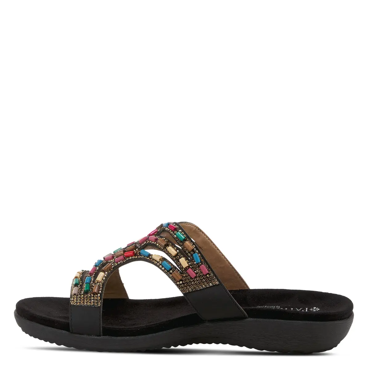 PATRIZIA Twirling Women's Slip-On Sandals – Crystal & Bead Embellished, Microsuede Footbed, 1¼” Heel, Black US 8.5 - view 5