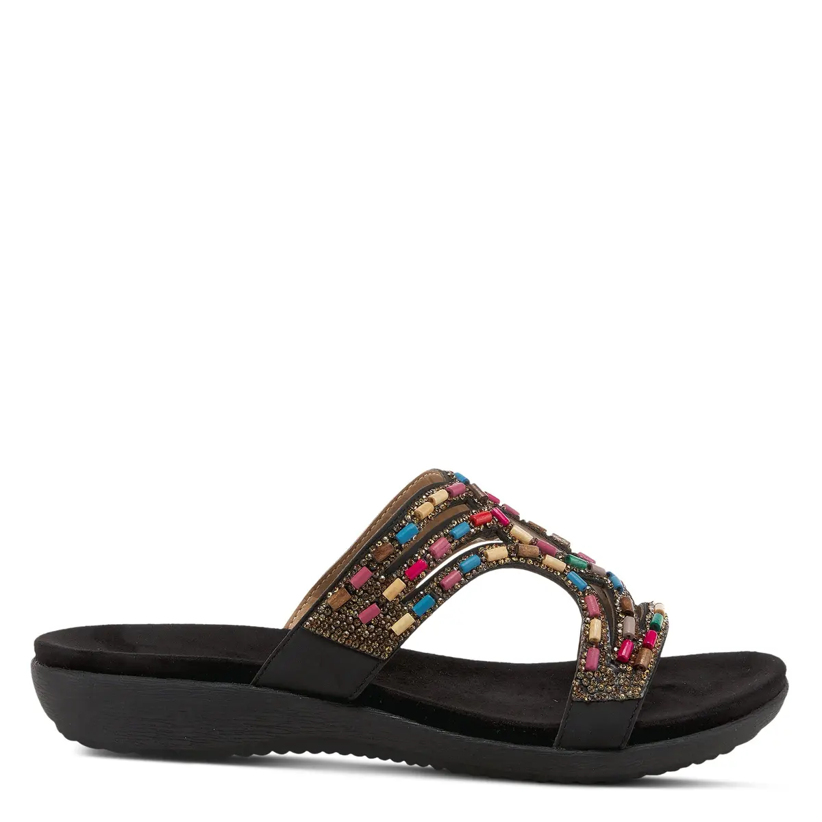 PATRIZIA Twirling Women's Slip-On Sandals – Crystal & Bead Embellished, Microsuede Footbed, 1¼” Heel, Black, EU 36 / US 5.5-6 | Casual Summer Style - view 8