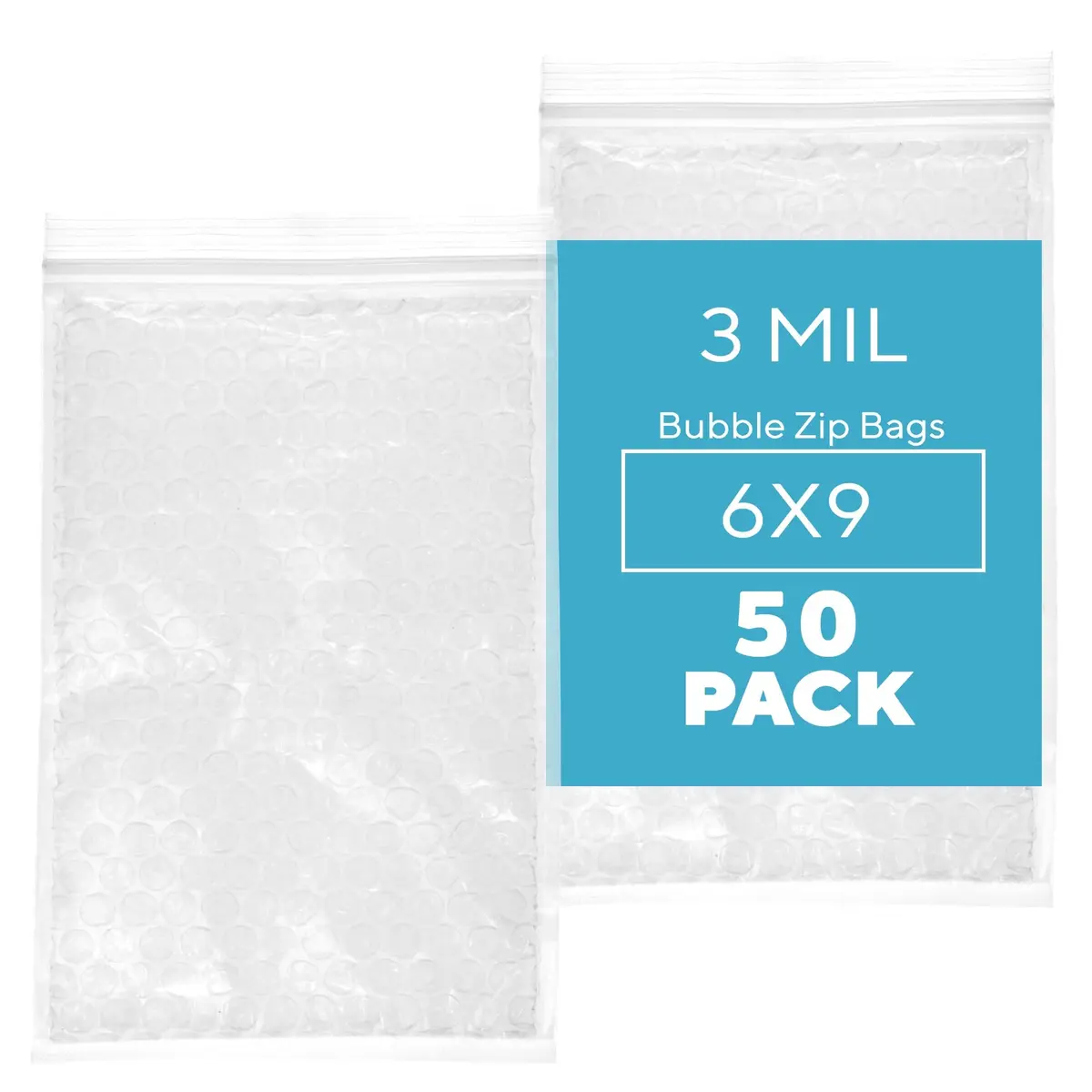 GPI POLY 6" x 9" Bubble Zip Bags | Heavy Duty 3 Mil Reusable Bubble Pouches for Fragile Items - main product image