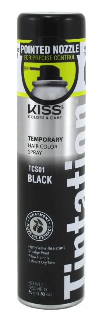 Kiss Tintation Temporary Color Spray Black 2.82 oz (84ml) Pack of 3 | Water-Resistant, Smudge-Proof Hair Color - main product image