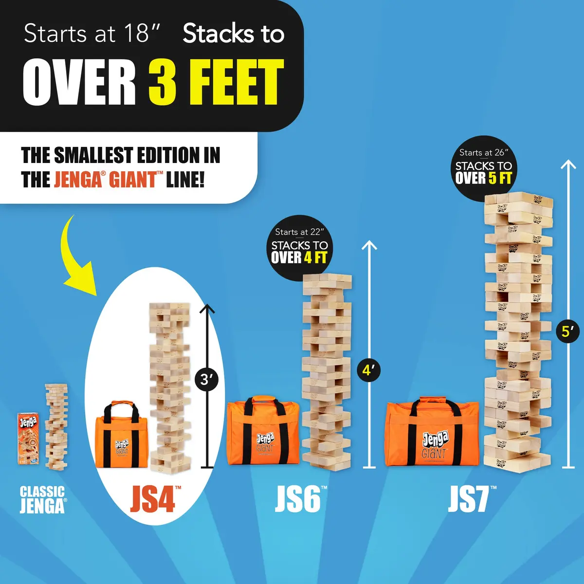 Jenga Giant - Hardwood Blocks - Stacks to Over 3 feet | Officially Licensed Giant Jenga Game - view 3
