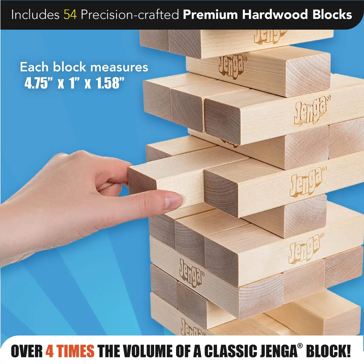 Jenga Giant - Hardwood Blocks - Stacks to Over 3 feet | Officially Licensed Giant Jenga Game - view 4