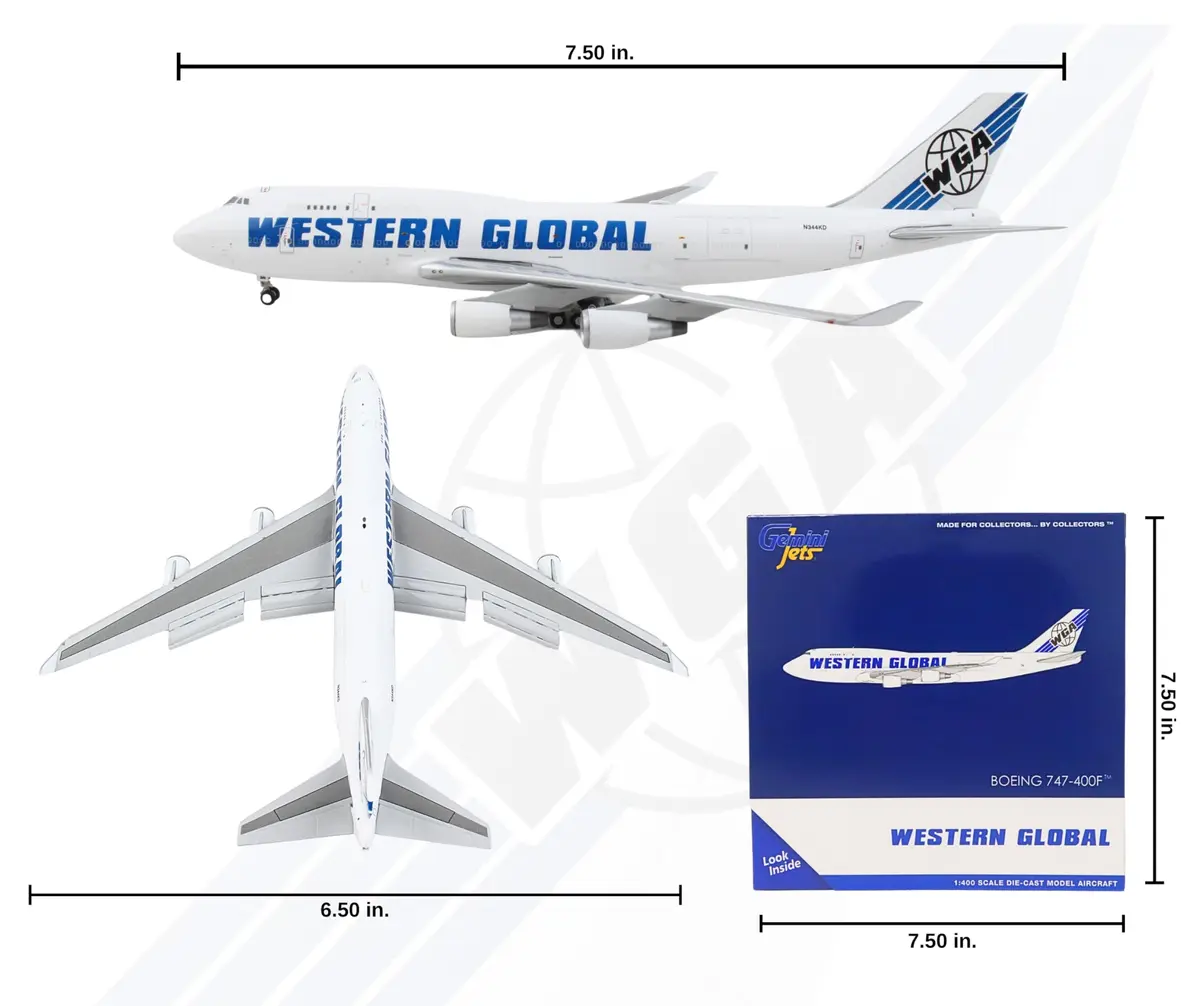 GeminiJets GJWGN2015 Western Global Airlines Boeing 747-400BCF 7" | Scale 1:400, Metal, Portable - view 2