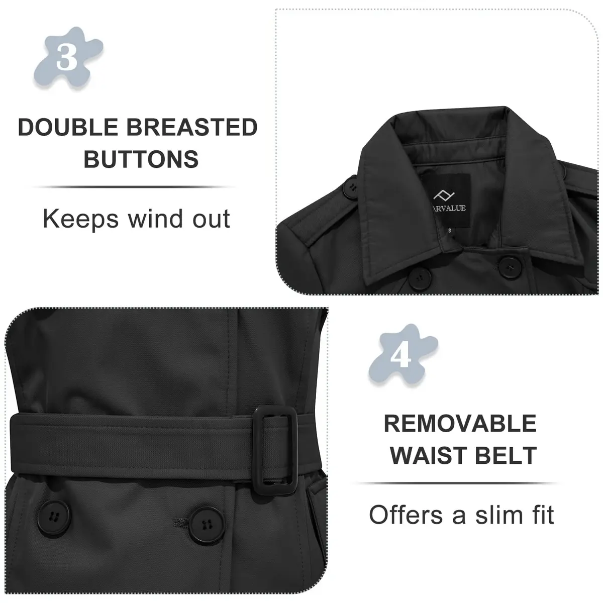 FARVALUE Women's Waterproof Trench Coat Double Breasted Windbreaker Large | Classic Belted Overcoat with Removable Hood - view 5