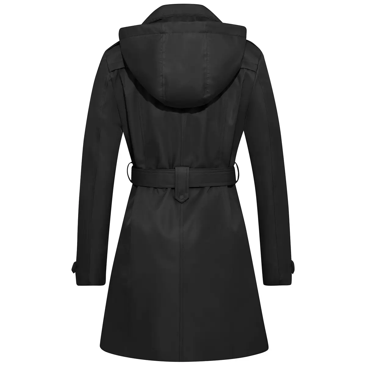 FARVALUE Women's Waterproof Trench Coat Double Breasted Windbreaker Large | Classic Belted Overcoat with Removable Hood - view 2