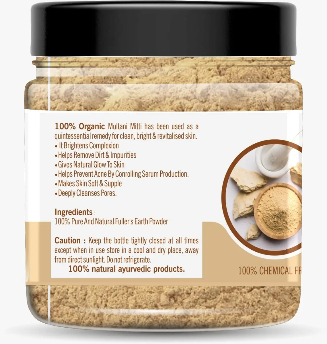 Organic 100% Pure Multani Mitti Powder (Fuller's Earth) Skin Face Clays 350g (12.35 oz) | Natural Clay Mask for Oily & Acne-Prone Skin - view 2