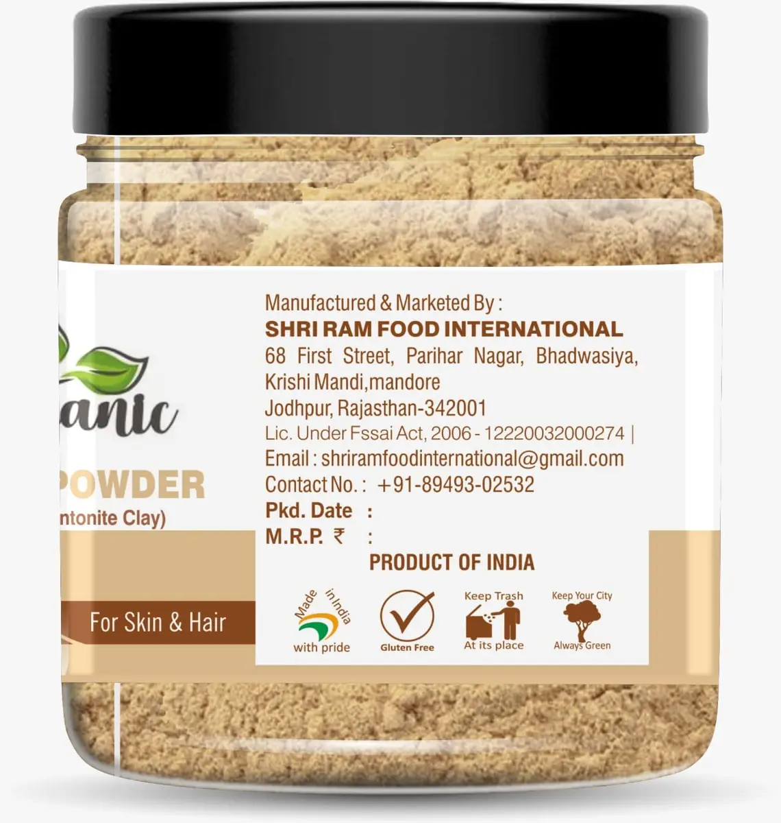 Organic 100% Pure Multani Mitti Powder (Fuller's Earth) Skin Face Clays 350g (12.35 oz) | Natural Clay Mask for Oily & Acne-Prone Skin - view 3