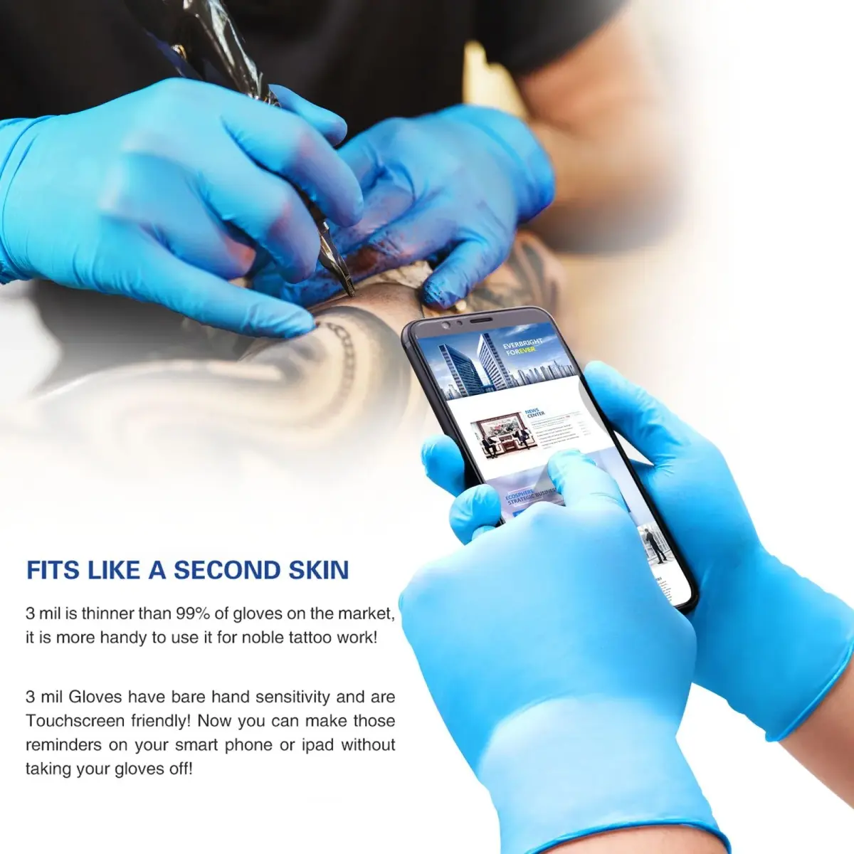 Infimor Nitrile Gloves Small Size 100 Count Blue | Powder-Free, Latex-Free, 3mil Thickness - view 4