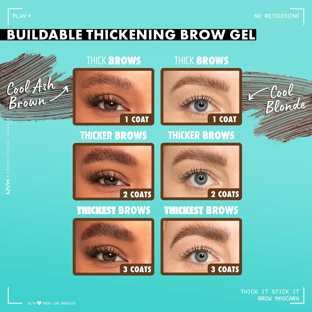 NYX PROFESSIONAL MAKEUP Thick It Stick It Brow Mascara Brunette 7ml (0.23 Fl Oz) | Vegan Brow Gel for Thicker Brows - view 6