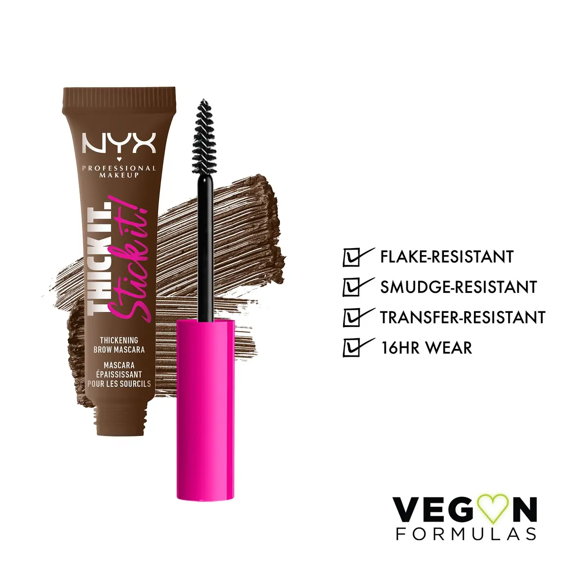 NYX PROFESSIONAL MAKEUP Thick It Stick It Brow Mascara Brunette 7ml (0.23 Fl Oz) | Vegan Brow Gel for Thicker Brows - view 2
