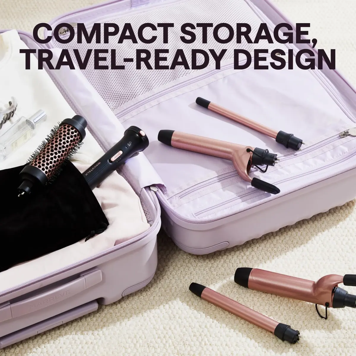 wavytalk 5 in 1 Curling Iron Set with Heated Round Brush | 0.5-1.25 inch Ceramic Barrels for Glamorous Styles - view 7