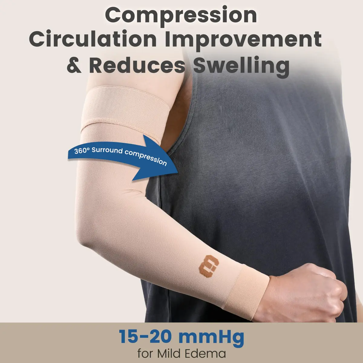 MGANG Medical Compression Arm Sleeve 15-20 mmHg, Lymphedema & Post-Surgery Support | German-Engineered 80% Nylon, 20% Spandex - view 3