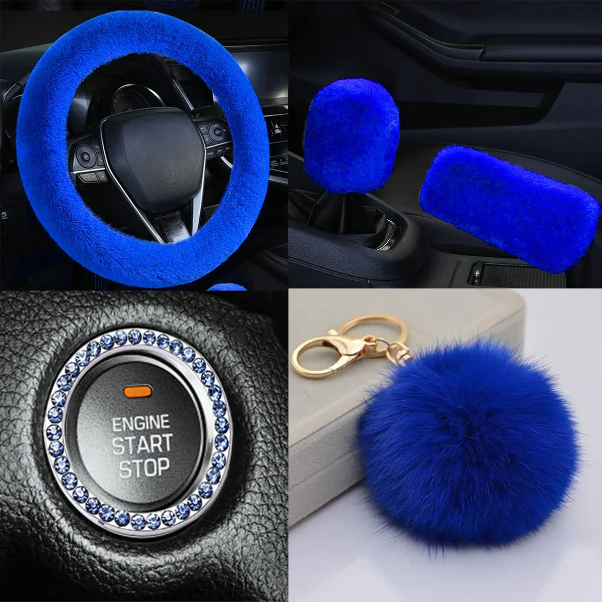 ZYNQACC Fluffy Steering Wheel Cover Set 15 Inches | Warm Soft Fuzzy Car Accessories for Women/Girls - view 3