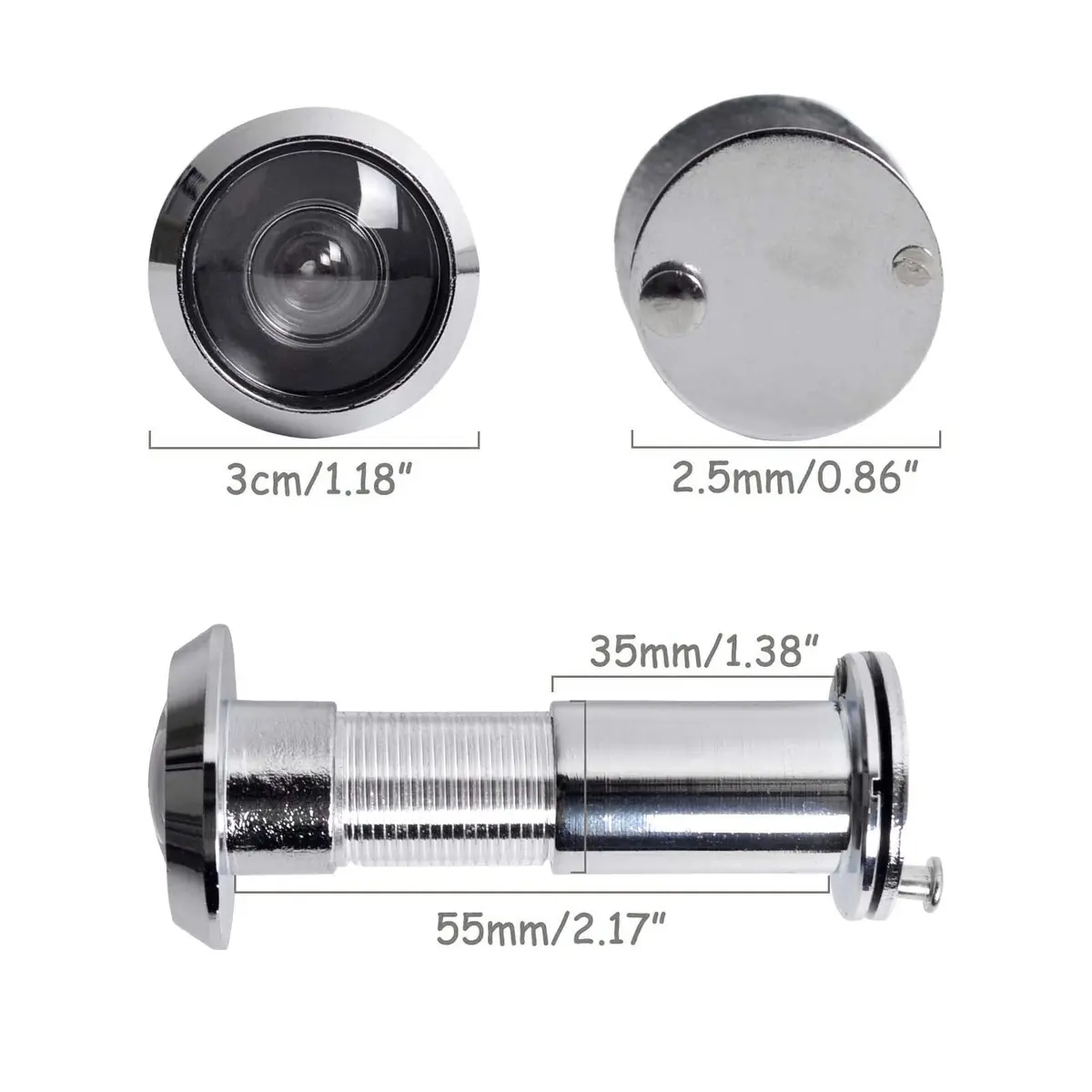 Junxave Door Viewer Peephole Solid Brass 220° Privacy Cover | Heavy Duty Security for Doors 35–55mm - view 2