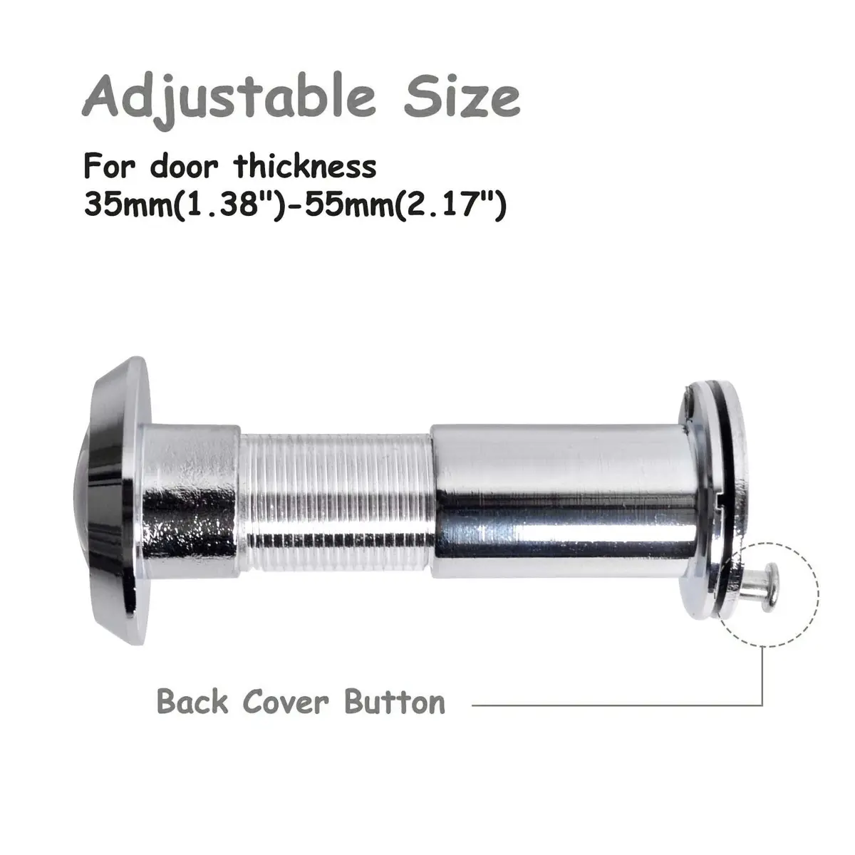 Junxave Door Viewer Peephole Solid Brass 220° Privacy Cover | Heavy Duty Security for Doors 35–55mm - view 3