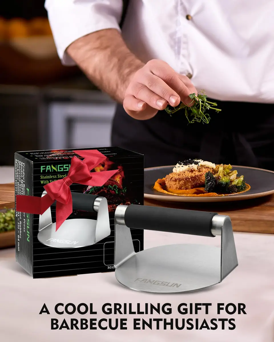 FANGSUN Stainless Steel Burger Press 5.8 Inch | Flat & Heat-Resistant for BBQ & Home Kitchen - view 7