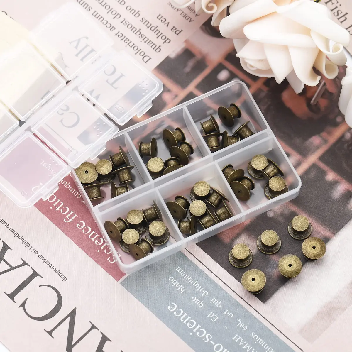 SUBANG Locking Pin Backs 40 pcs | Nickel Copper Jewelry Findings with Storage Case - view 5