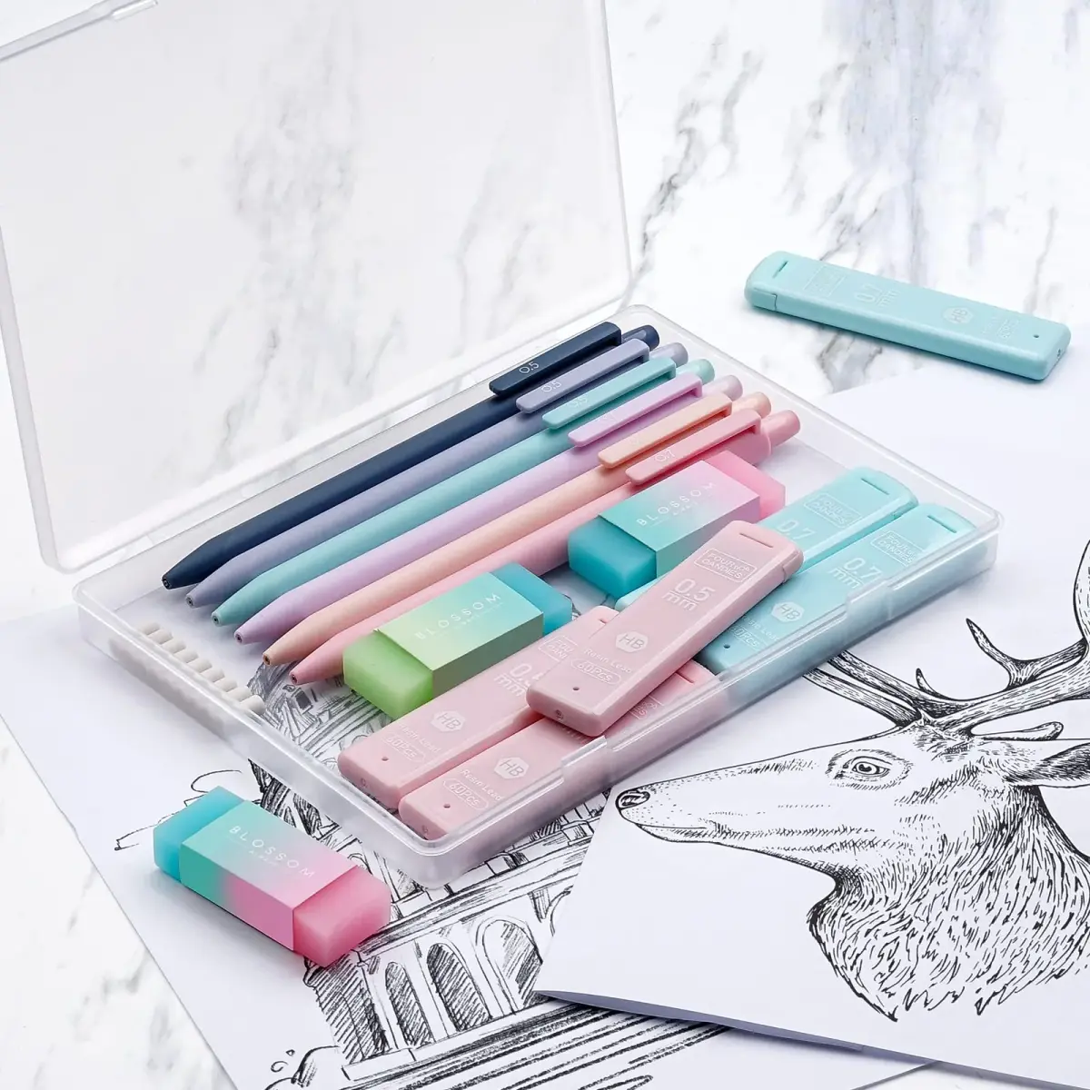 Four Candies Cute Mechanical Pencil Set, 6-Pack 0.5mm & 0.7mm | Pastel Candy Colors for Students - view 4