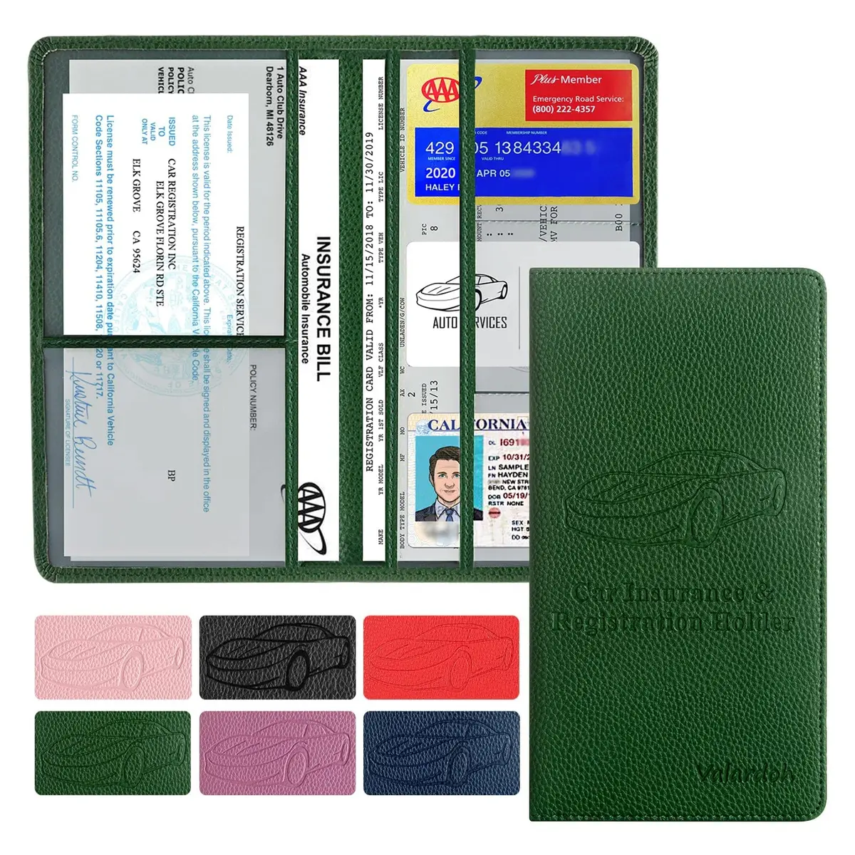 Valardoh Car Registration & Insurance Card Holder 9.5" x 5.1" | Durable PU Leather, Magnetic Closure - main product image