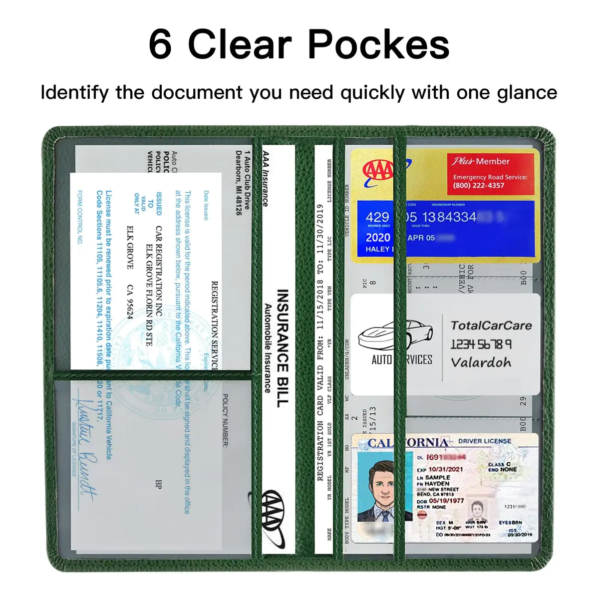Valardoh Car Registration & Insurance Card Holder 9.5" x 5.1" | Durable PU Leather, Magnetic Closure - view 3