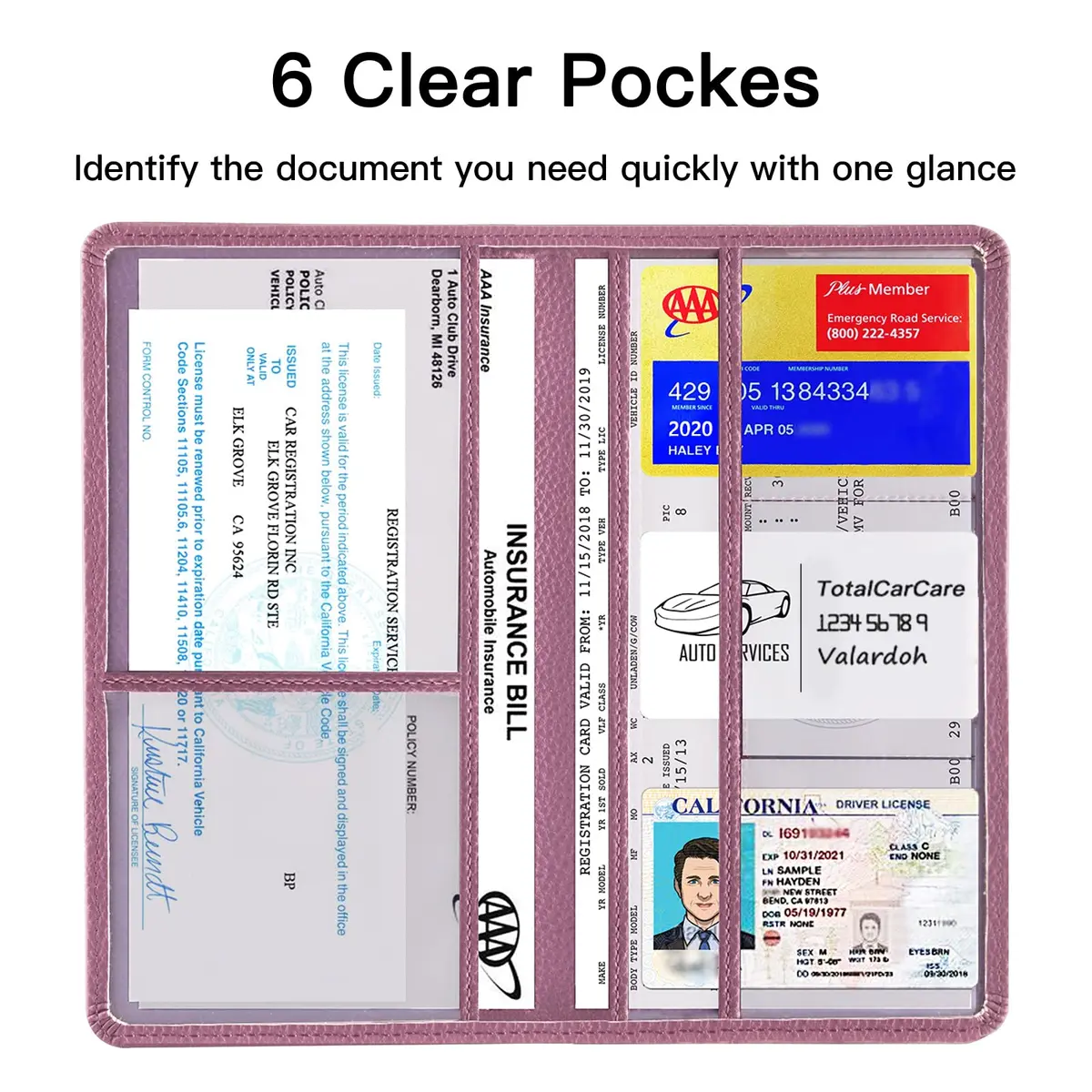 Valardoh Premium Car Registration and Insurance Card Holder Purple | 24.1 cm x 13 cm x 1 cm - view 3