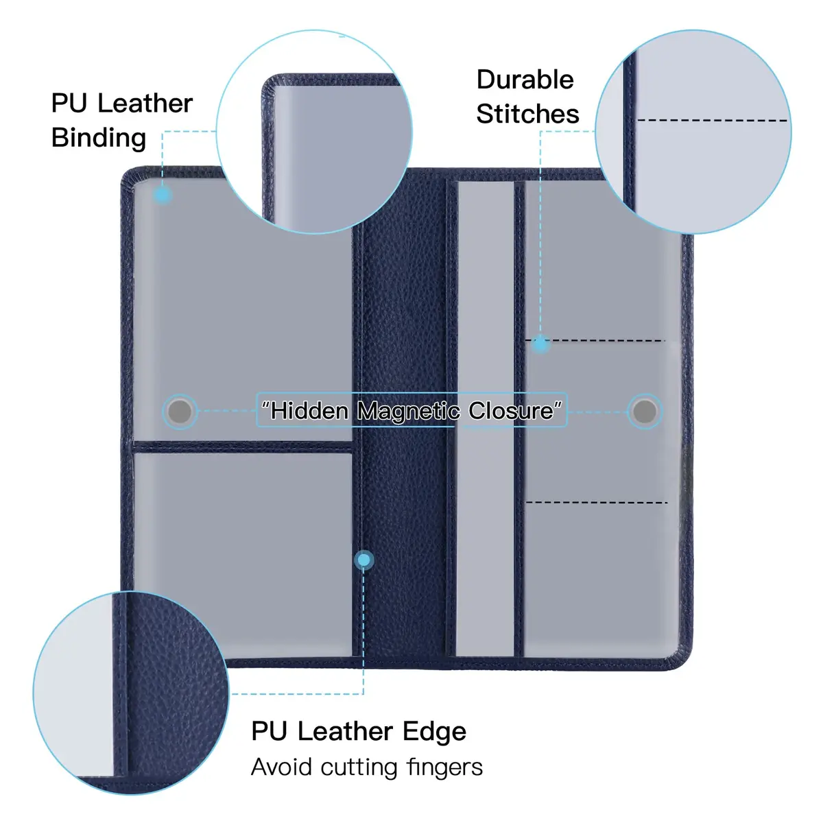Valardoh Premium Car Document Holder Deep Blue | Organizes License, Insurance & Registration Cards - view 2
