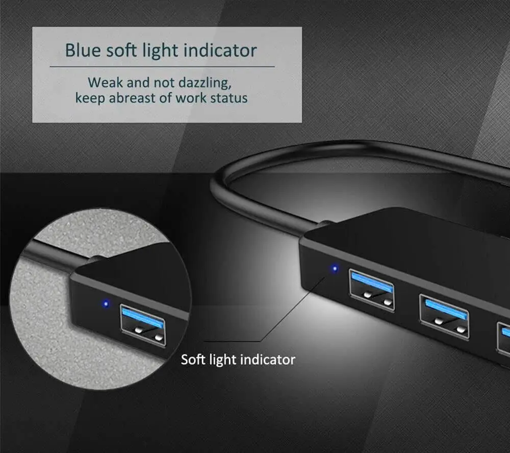 vienon USB Hub 4 Port 3.0 (10.16 cm / 3.94 in) | Expands 1 USB-A to 4 USB-A Ports - view 8