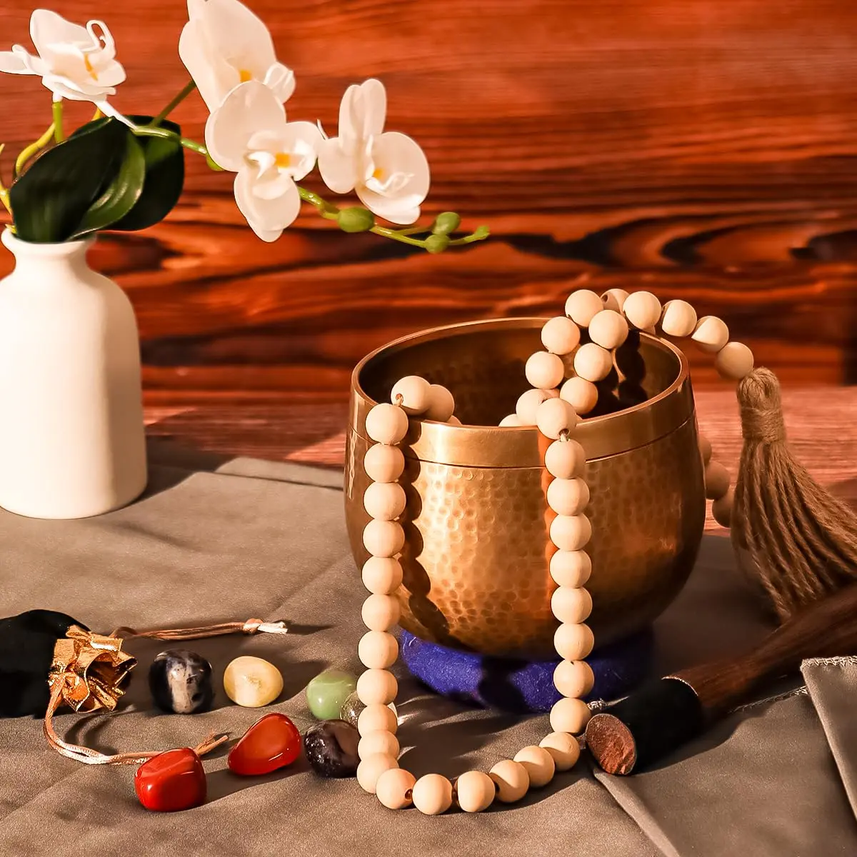 Relaehih Tibetan Singing Bowl Set 12.7 cm (5 inch) | Authentic Nepal Hand-Hammered Meditation Chakra Sound Bowl - view 4