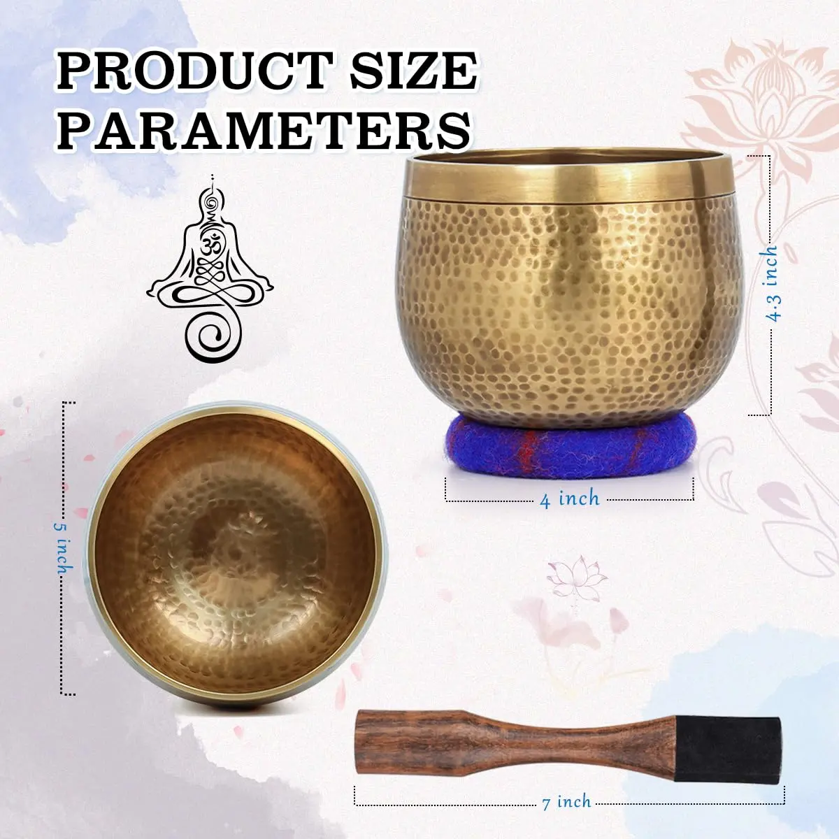 Relaehih Tibetan Singing Bowl Set 12.7 cm (5 inch) | Authentic Nepal Hand-Hammered Meditation Chakra Sound Bowl - view 2