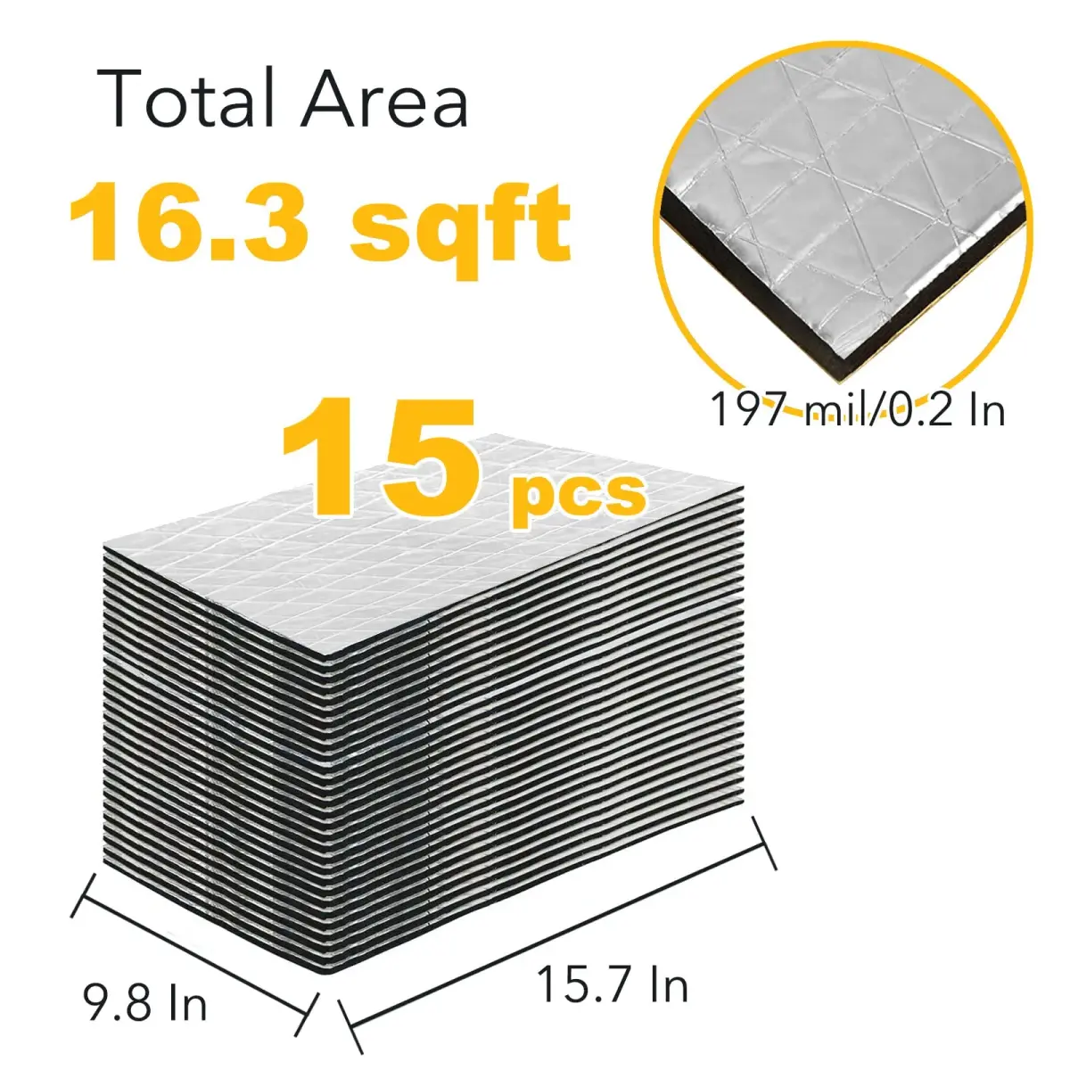 KOIKEY Car Sound Deadening Mat 10mm (394mil) 16.3 sqft | Reduces Road Noise & Vibration - view 6