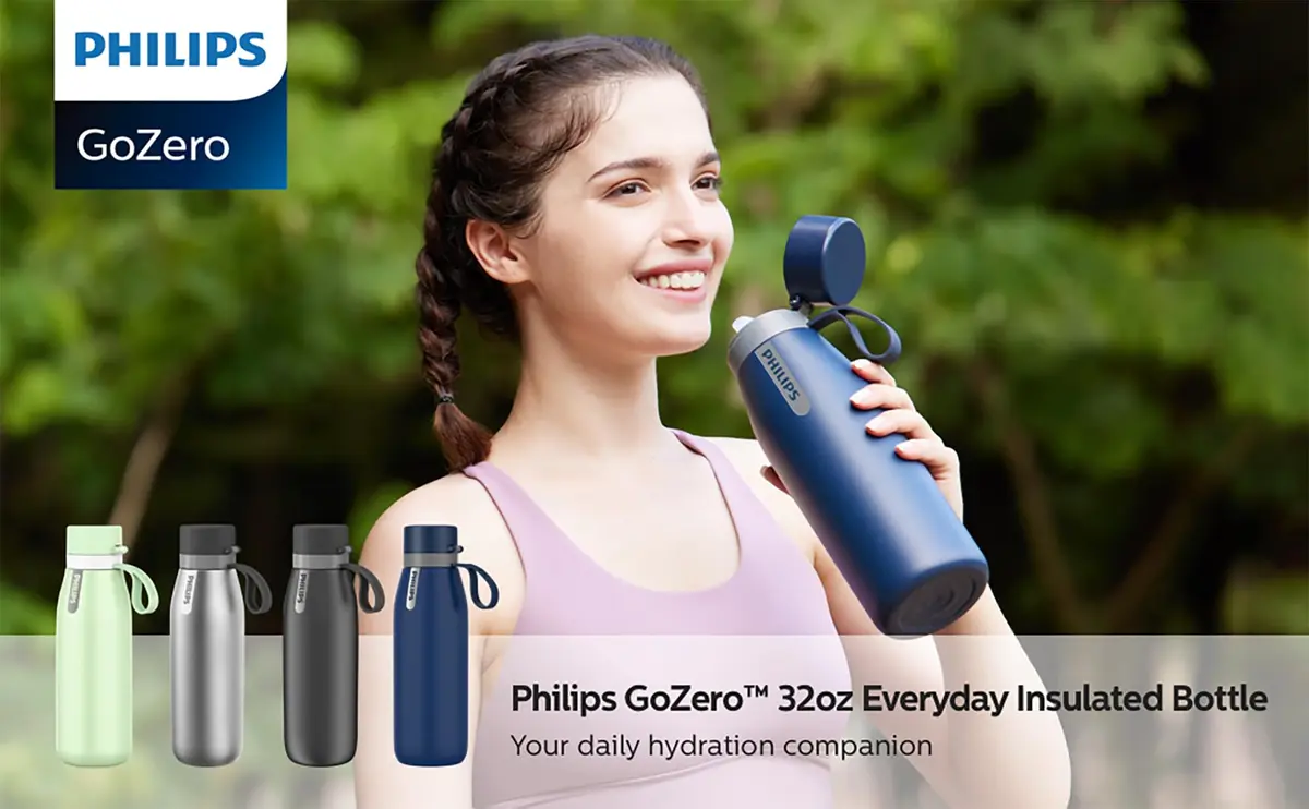 PHILIPS Filtered Water Bottle Stainless Steel Travel Keeps Cold 32oz | Double-Wall Insulation & Filtered Water - view 8