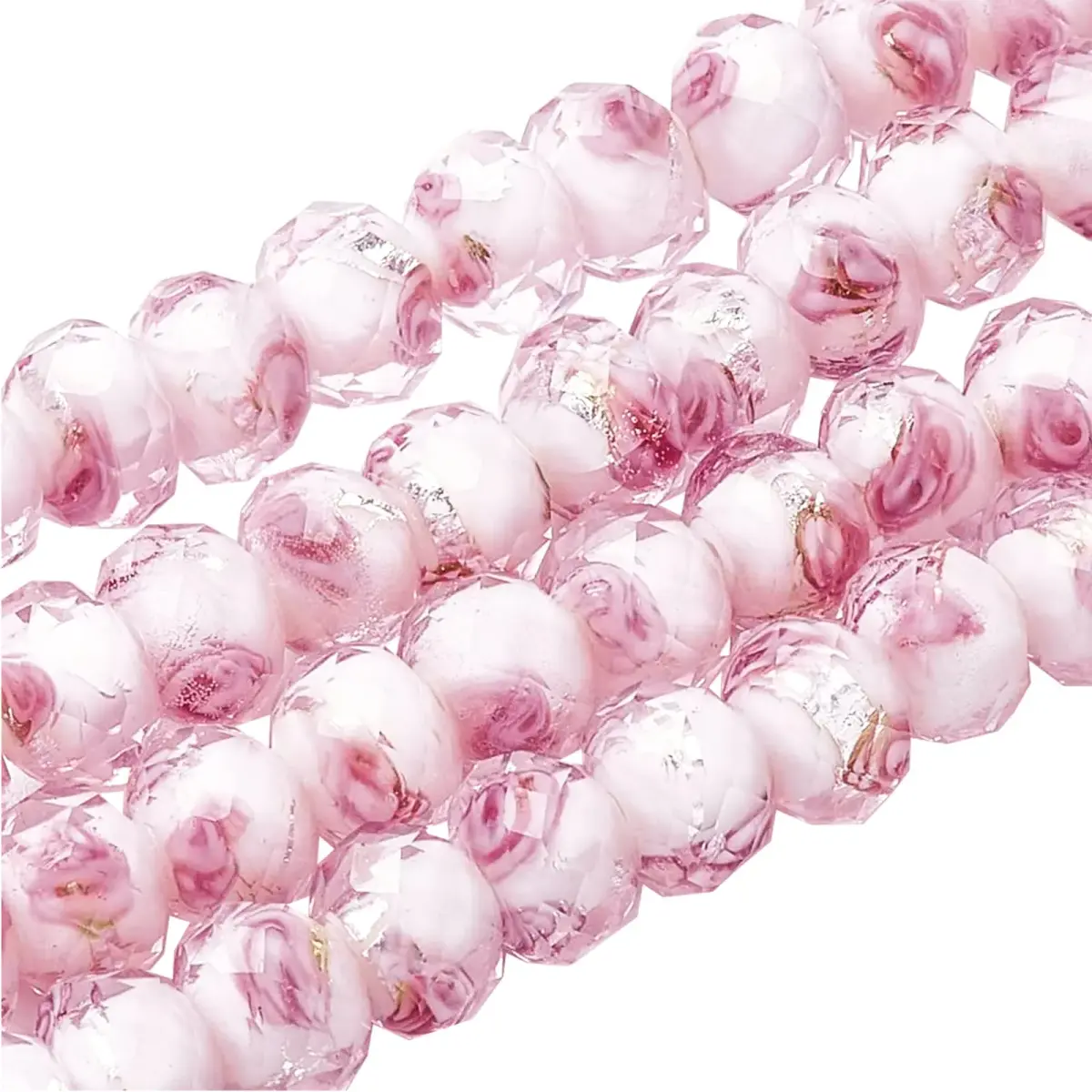 PH PandaHall 70pcs 8mm Rose Lampwork Glass Beads | Handmade Floral Beads with 2mm Hole - main product image