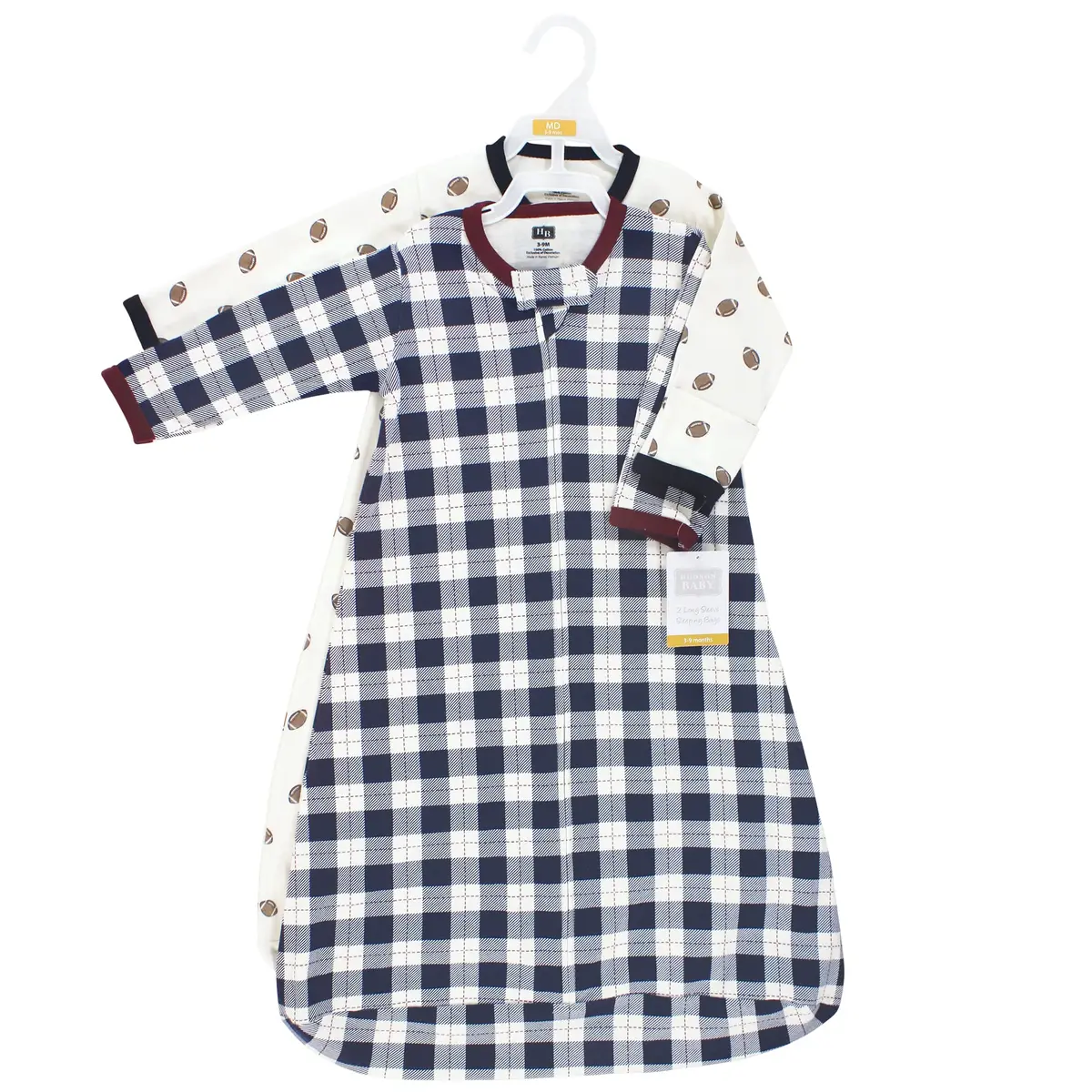 Hudson Baby Unisex Cotton Long-Sleeve Wearable Sleeping Bag Sack Blanket Football 12-18 Months | Safe Sleep for Babies - view 2