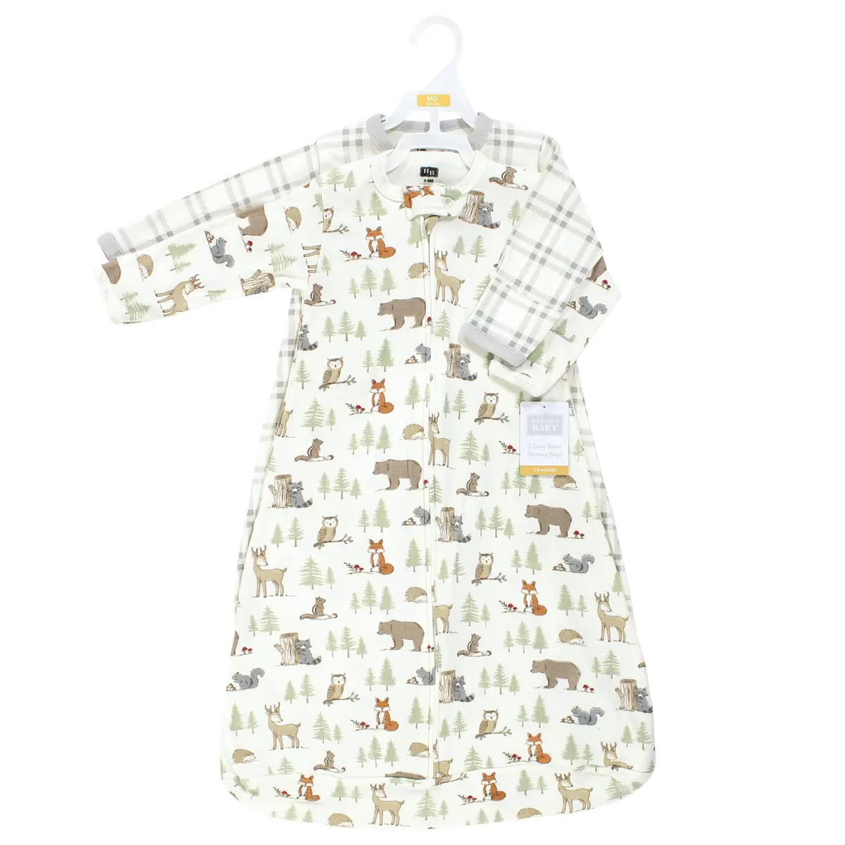 Hudson Baby Unisex Baby Cotton Long-Sleeve Wearable Sleeping Bag, Sack, Blanket, Forest Animals, 3-9 Months | Safe, Cozy & Breathable - view 2