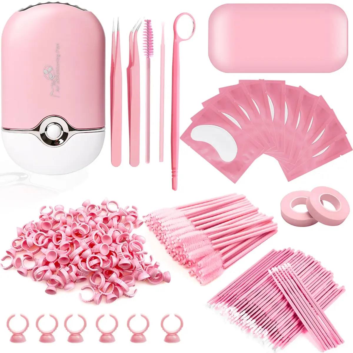 QUKLOGEN 267-Piece Eyelash Extension Kit with USB Fan Dryer | Professional Lash Tools for All Skin Types - main product image