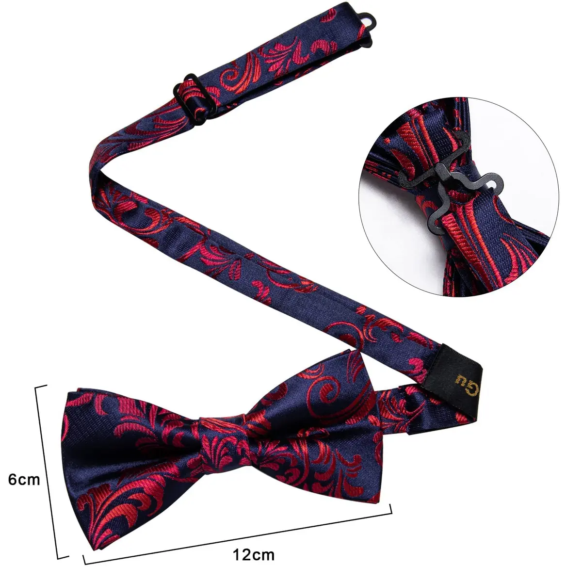 DiBanGu Silk Bow Tie Pre-Tied Set for Men in Gift Box, Blue Red | Adjustable, High-Quality Silk, Perfect for Formal & Informal Occasions - view 6