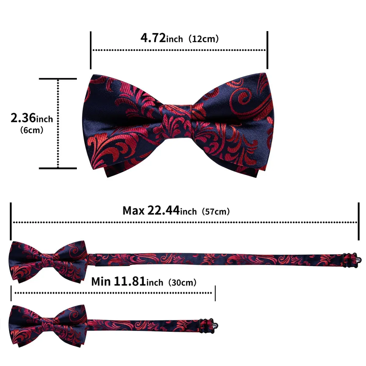 DiBanGu Silk Bow Tie Pre-Tied Set for Men in Gift Box, Blue Red | Adjustable, High-Quality Silk, Perfect for Formal & Informal Occasions - view 4