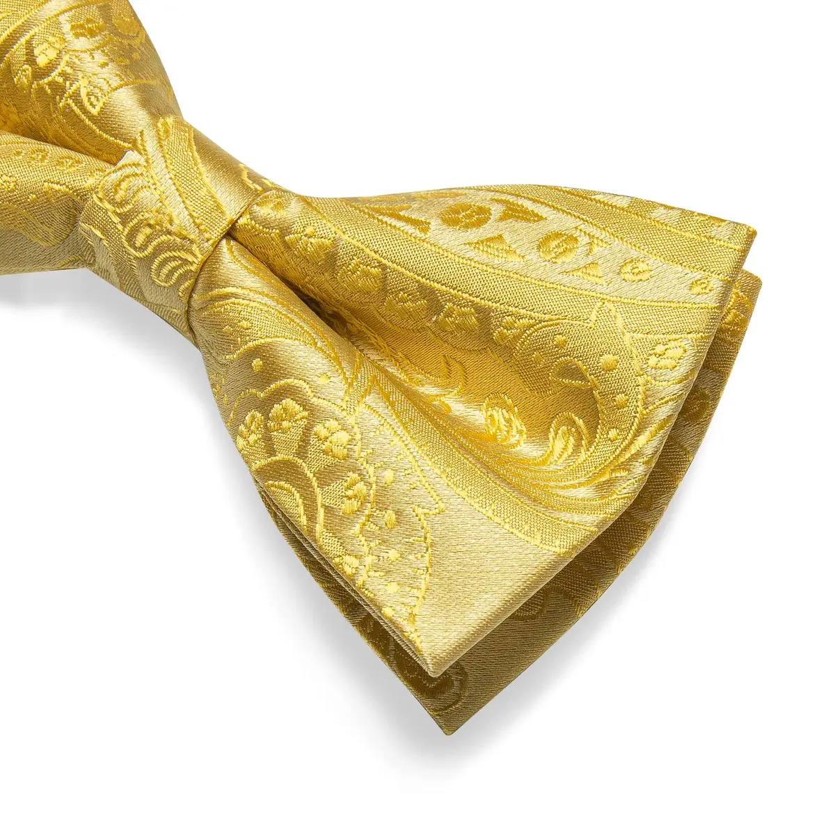 DiBanGu Silk Bow Tie Pre-Tied Bowtie Set for Men In Gift Box,Yellow | Adjustable Classic Paisley Pattern - view 5