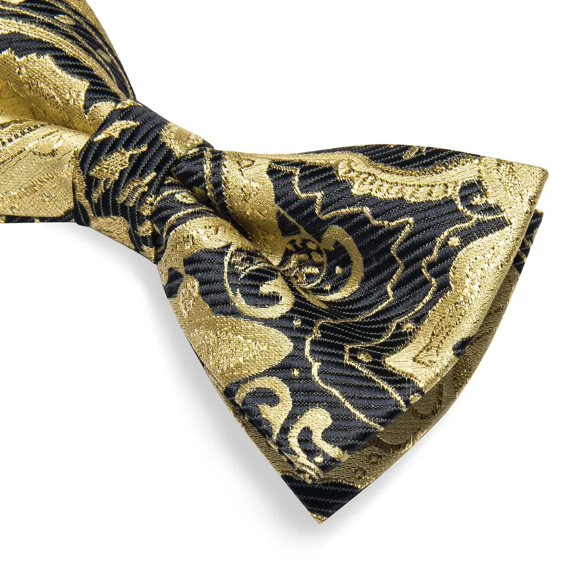 DiBanGu Silk Bow Tie Pre-Tied Bowtie Set for Men In Gift Box,Gold Black | Adjustable Classic Pattern - view 7