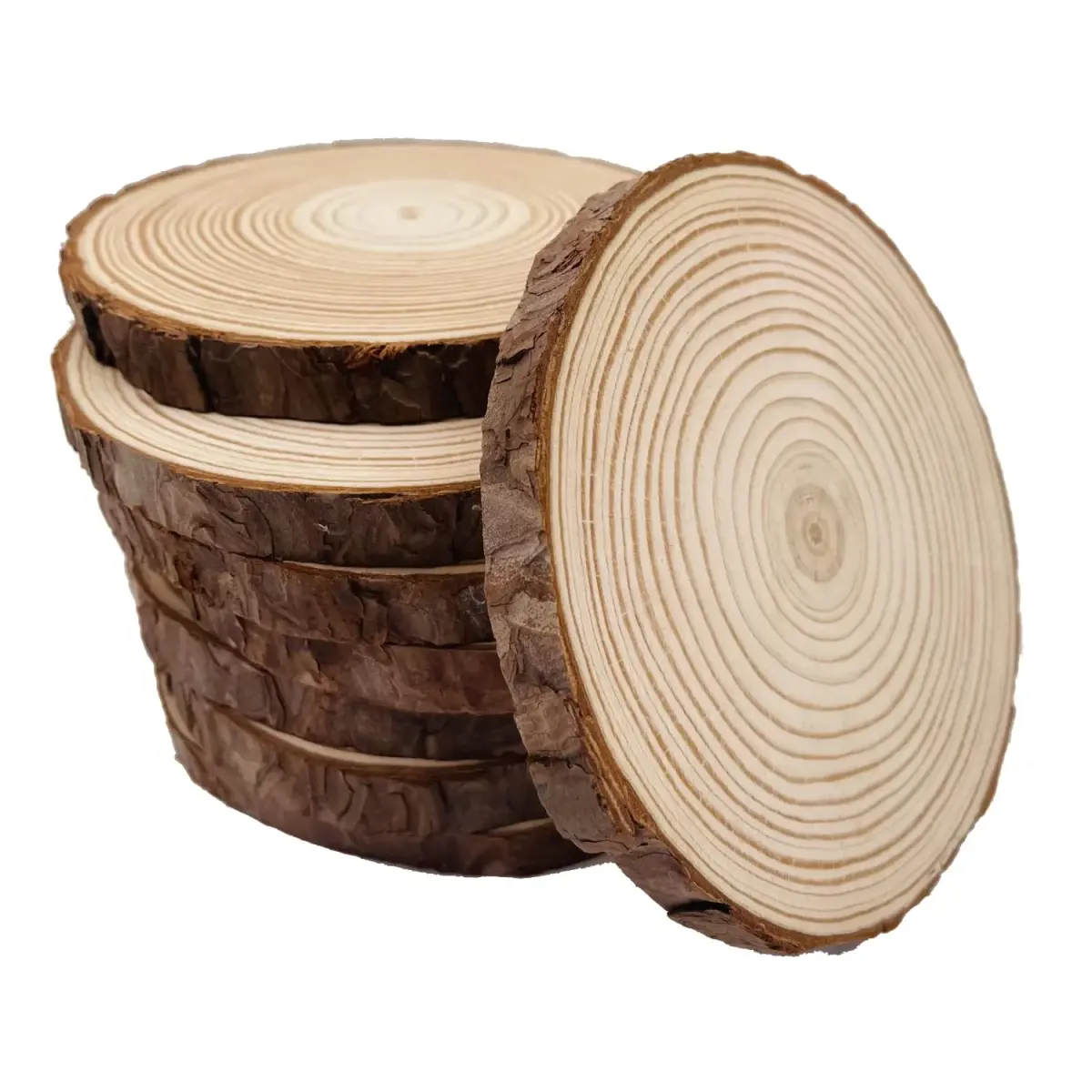 William Craft Natural Wood Slices 9 Pcs 13-14cm (5.1-5.5 inch) Rustic Wedding DIY Craft Wood Kit | Pack of 9 - main product image