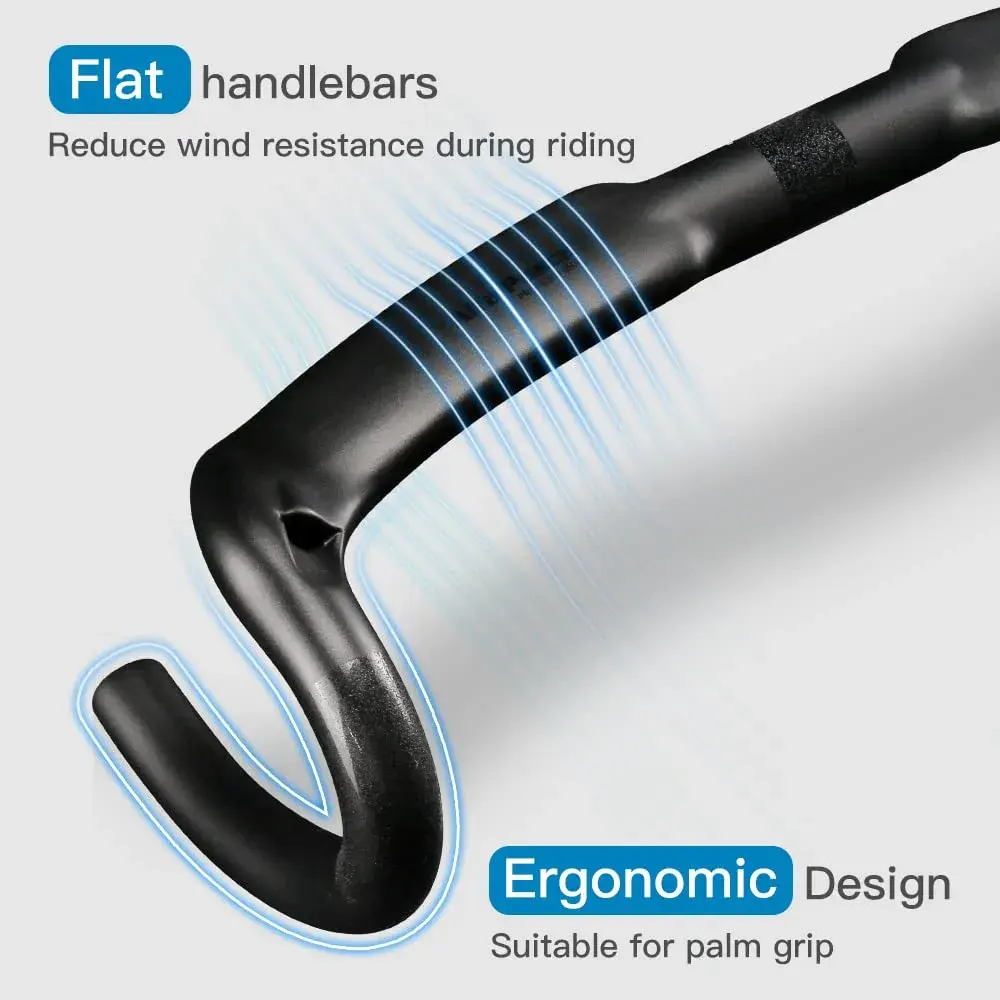 Alfa Pasca 31.8 x 420mm Black UD Matte Carbon Fiber Aero Road Bike Handlebars - view 3