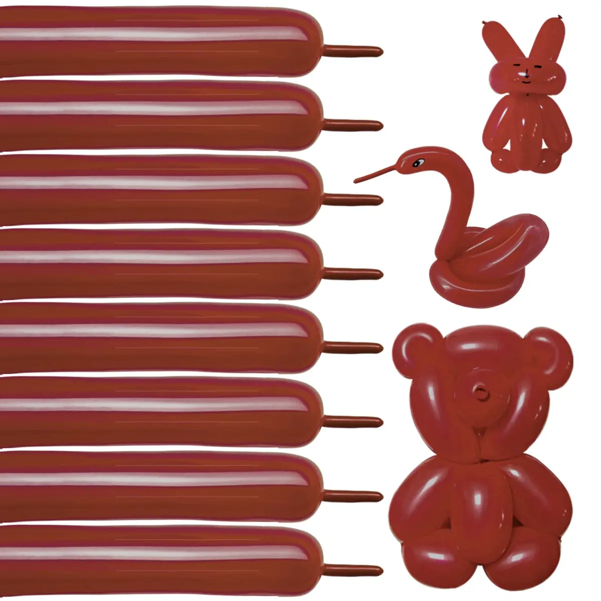 KUULBELA Magic Coffee 260 Balloon Kit for Balloon Animals, Long Brown Latex Balloons for Twisting & Modelling, 100Pcs | Assorted Colors Balloon - main product image