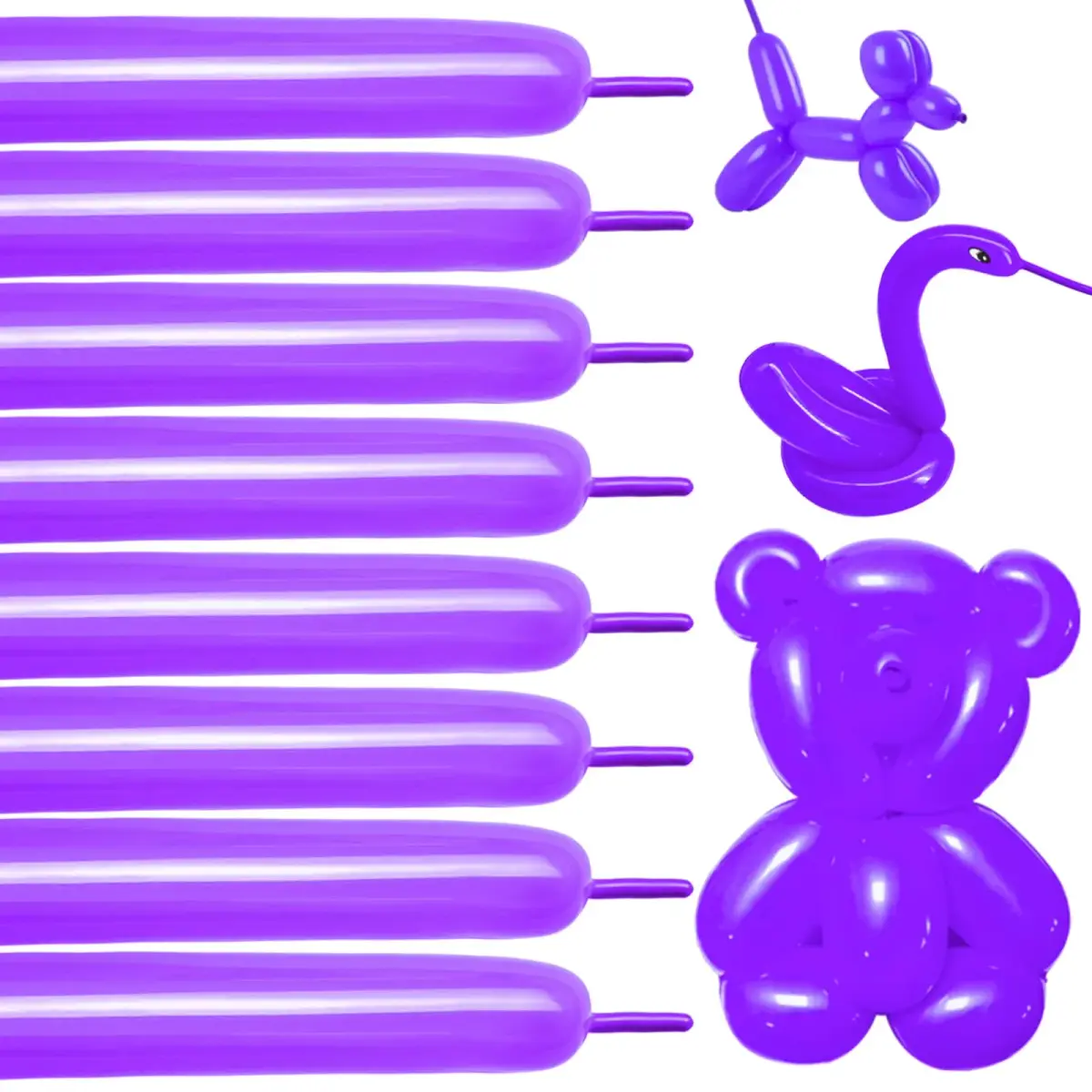 KUULBELA Dark Purple Long Balloons 100 Pack | 130 cm (51.2 Inch) Inflated Twisted Magic Balloons for Party Garland - main product image