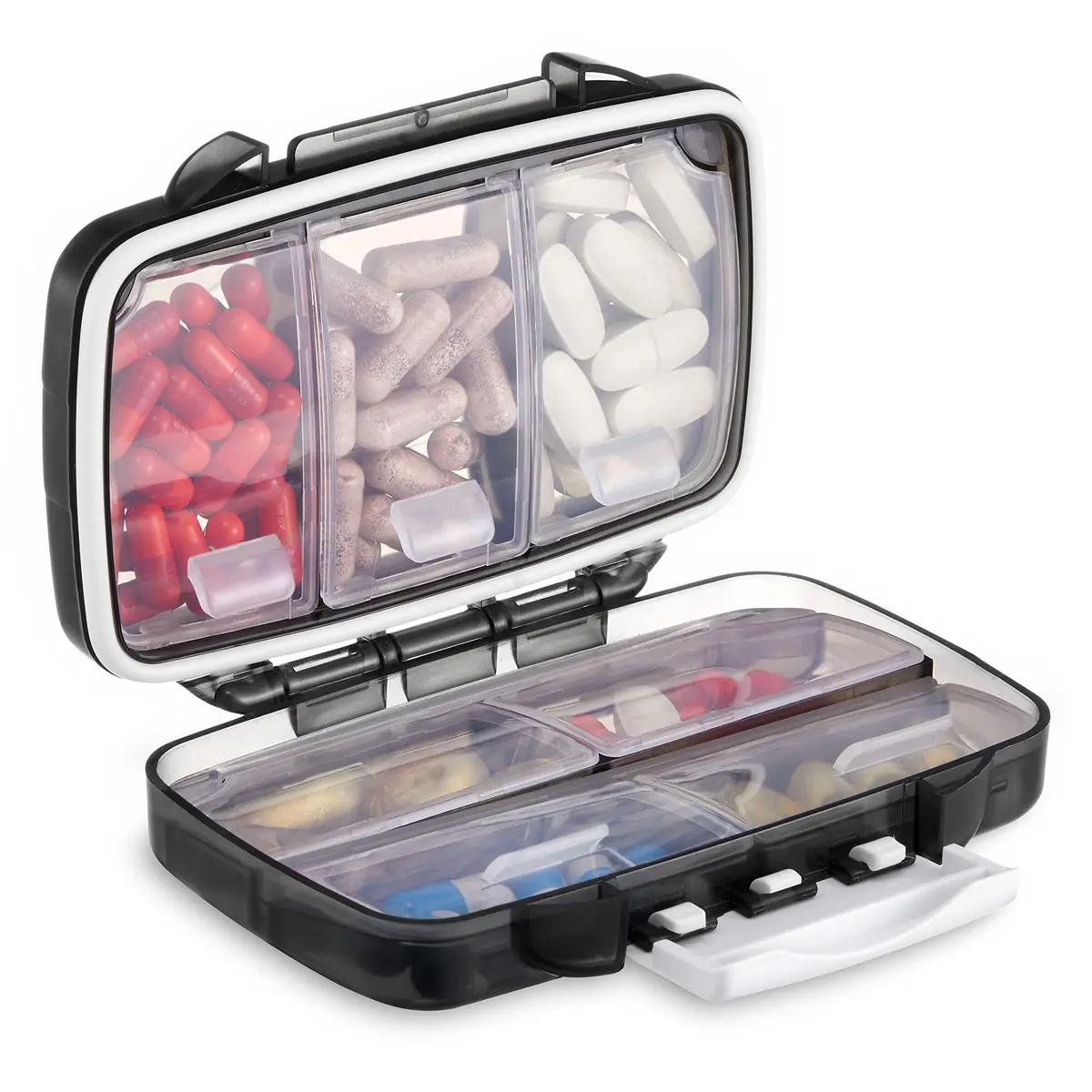 Fullicon Moistureproof Airtight Pill Organizer, Portable, 7 Compartment | Moistureproof & Double Lock for Travel & Daily Use - main product image