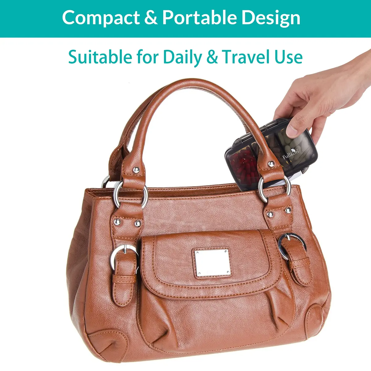 Fullicon Moistureproof Airtight Pill Organizer, Portable, 7 Compartment | Moistureproof & Double Lock for Travel & Daily Use - view 6